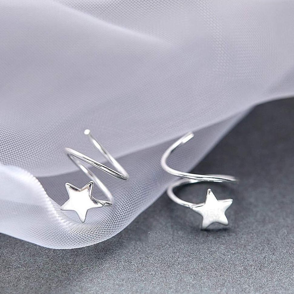 Khuyên tai bạc Khuyên Sao chổi Van Jewelry V10203 xoắn vòng cá tính