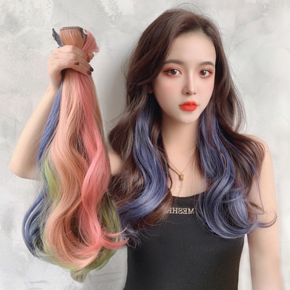 Cặp tóc giả xoăn dài nhuộm màu thời trang cho nữ