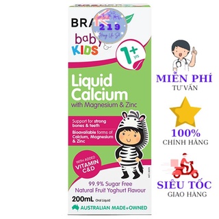 Siro Canxi, Kẽm Brauer Baby & Kids Liquid Calcium with Magnesium & Zinc Úc cho trẻ trên 1 tuổi (200ml)
