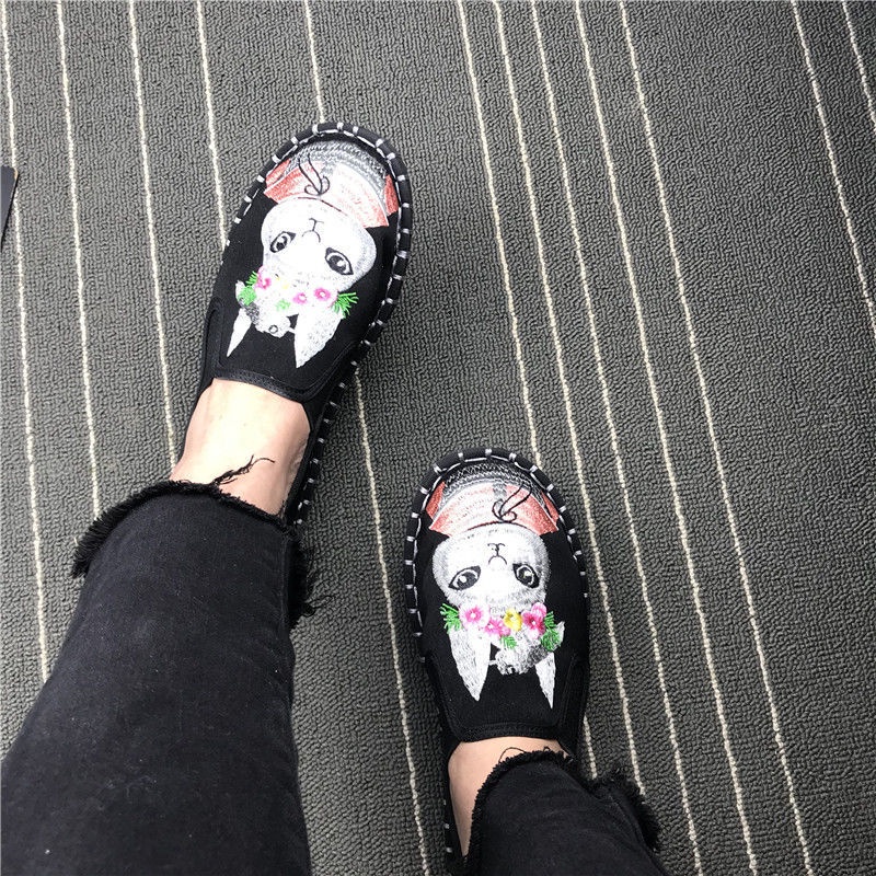 Giày Vải Đế Mềm Thoáng Khí Thêu Họa Tiết Xinh Xắn Theo Phong Cách Xuân Hè Dành Cho Nữ / Size 35-40 /