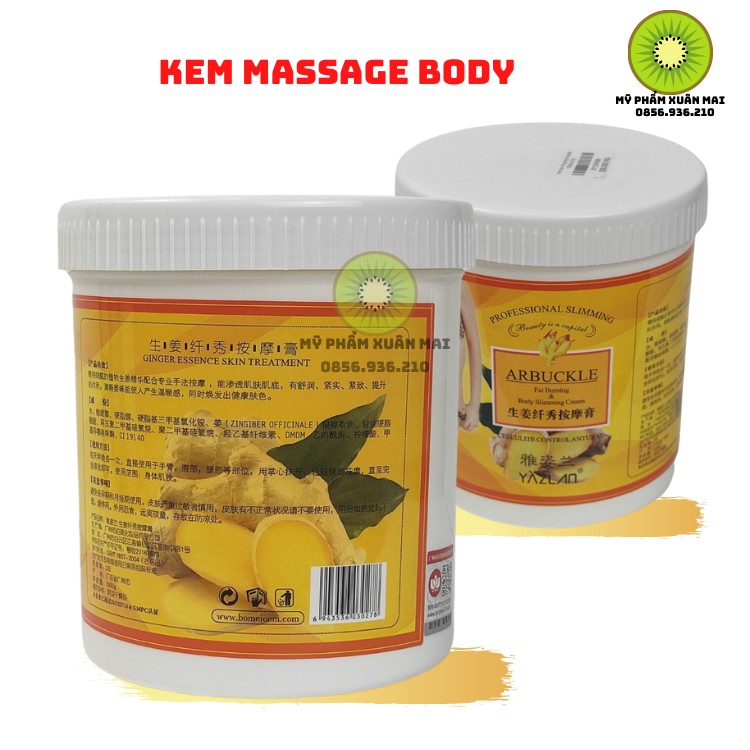 Kem Massage ArBuckle Yazlan Tan Mỡ Dưỡng ẩm Gừng Nóng 1000ml