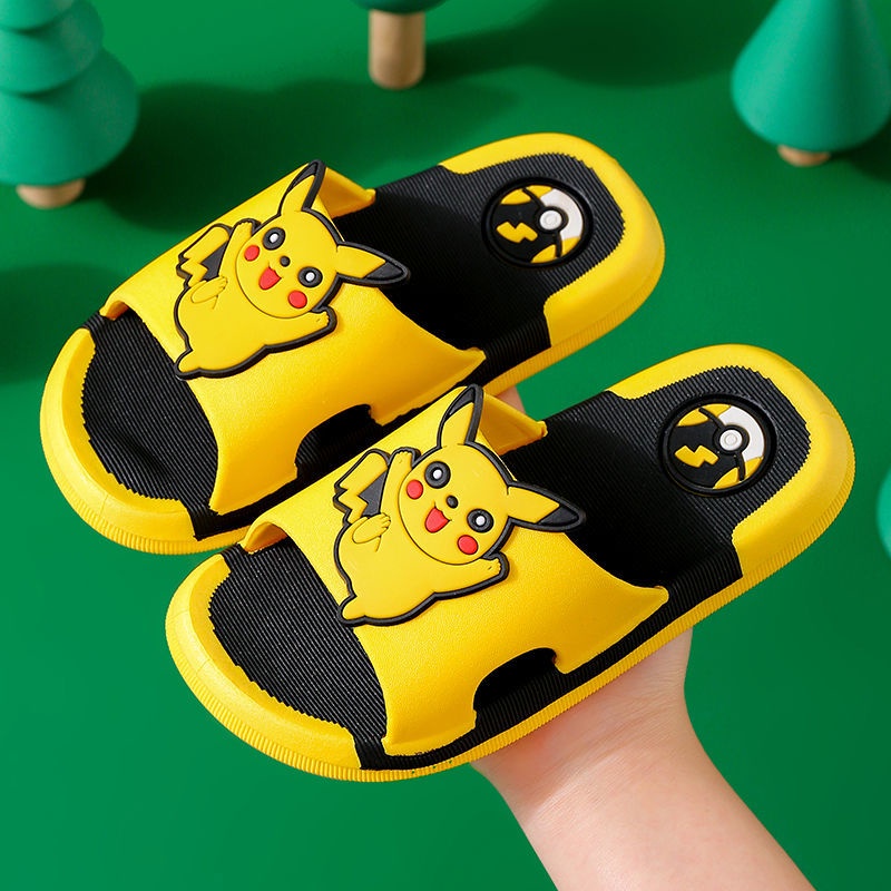 Dép Đi Trong Nhà Tắm Chống Trượt In Hình Pikachu Dễ Thương Cho Bé