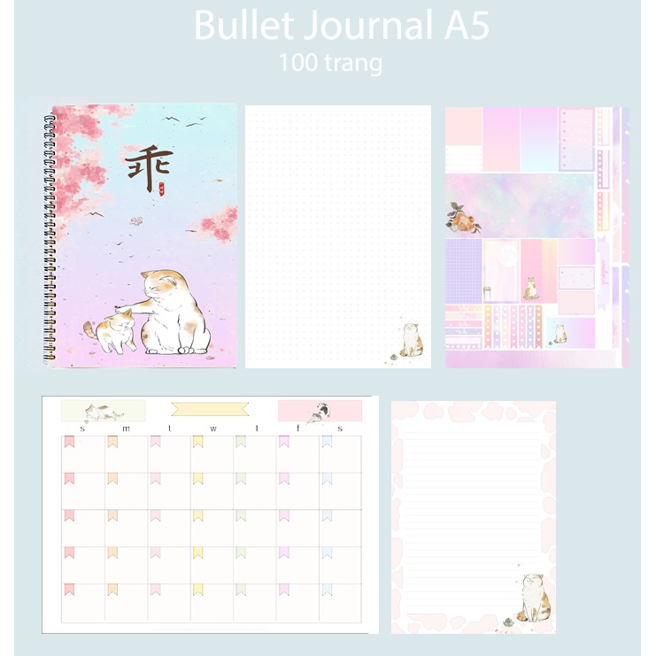 sổ bullet journal cổ trang SBJ39 sổ vẽ phác thảo 100 trang giấy 160g tặng kèm sticker A5 không bế