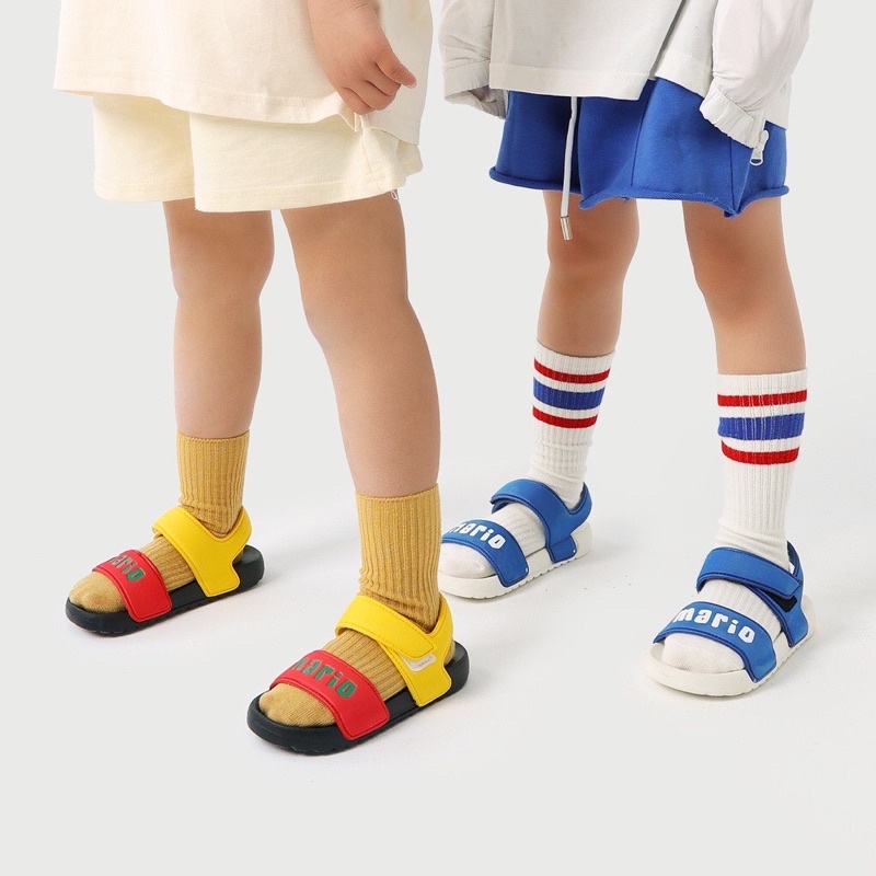 Dép quai dán cho bé, sandal cho bétrai bé gái Cheerful Mario 1108 chống trơn trượt