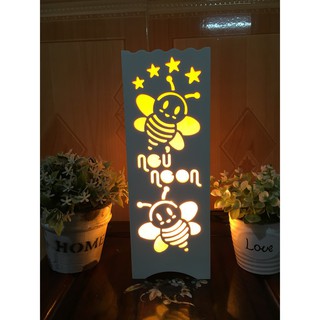 Đèn ngủ handmade cho bé họa tiết con ong, có chiết áp chỉnh sáng tối
