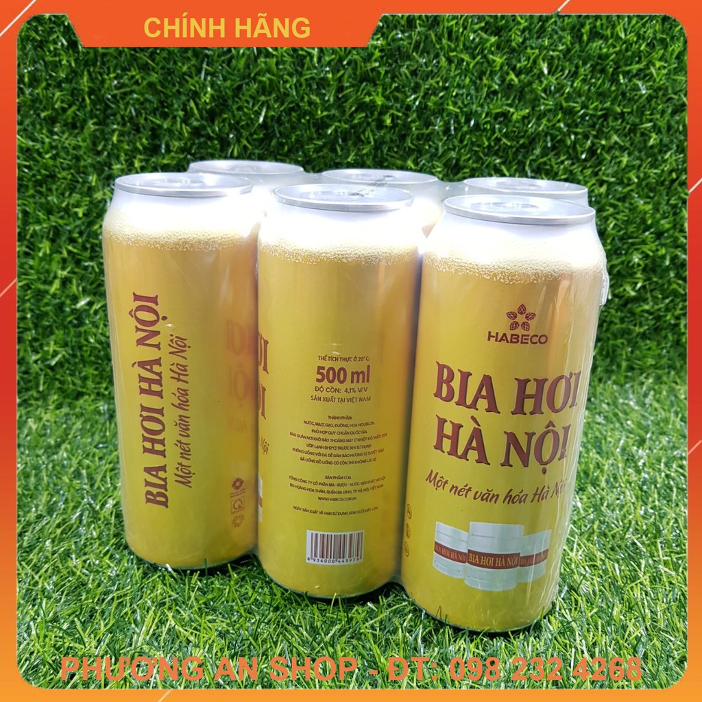 Combo 6 lon Bia hơi Hà Nội - Lon 500ml