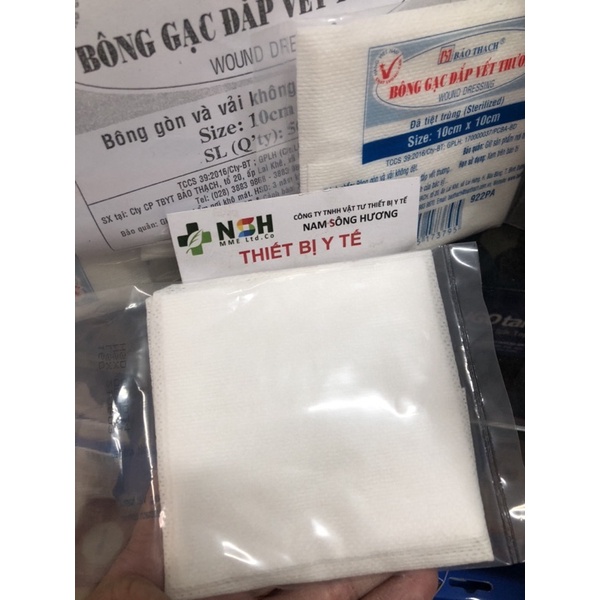 Băng GẠC Y TẾ Bông Gạc Đắp Vết Thương tiệt trùng băng gạc có kèm bông 10x10cm 10cm x 10cm Bảo Thạch