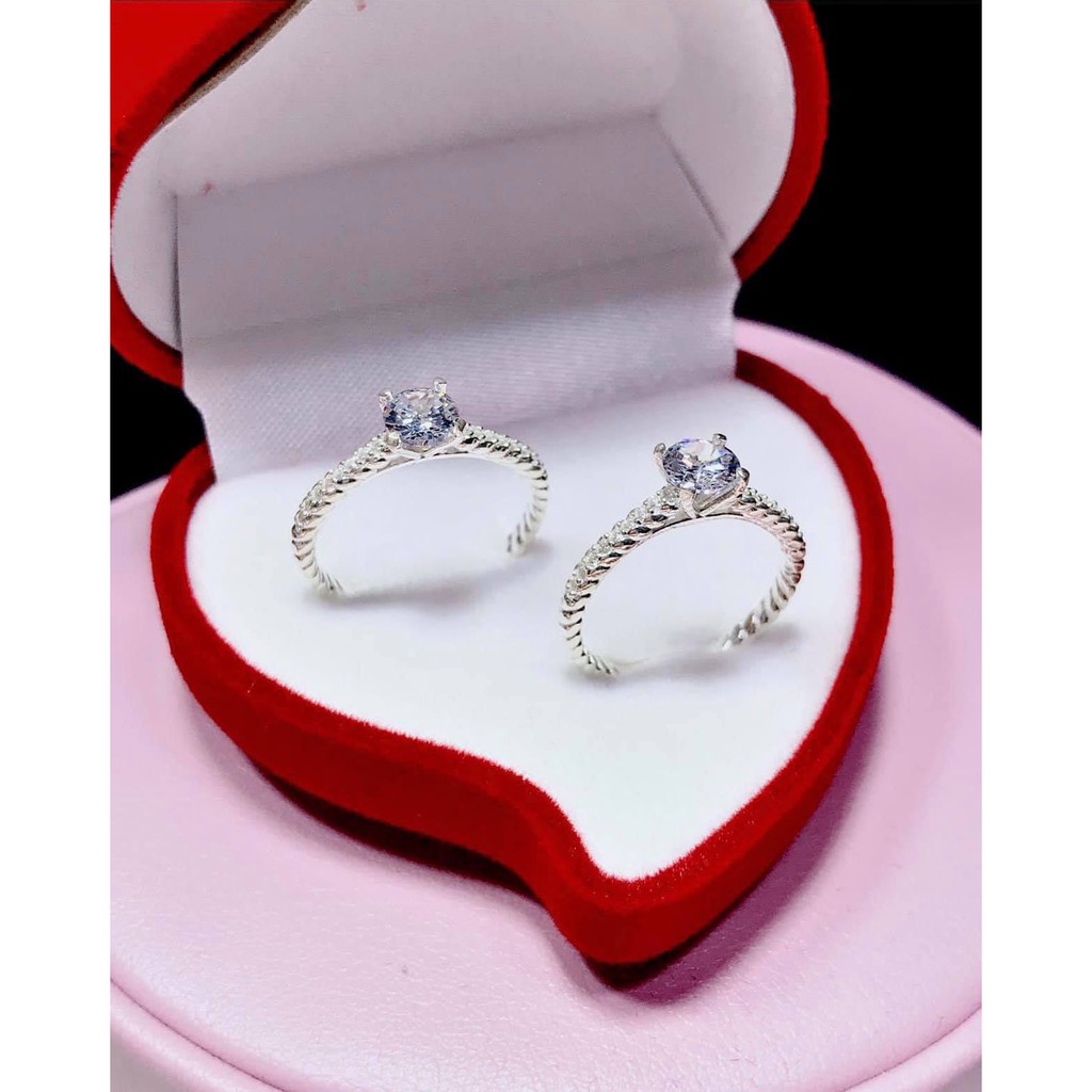 Nhẫn nữ bạc ta - tặng kèm hộp đựng - nhẫn đính đá sáng bóng sang chảnh - Trang Sức Bạc 9999