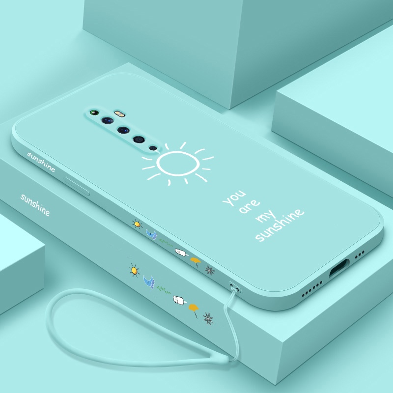 Ốp Điện Thoại Silicon Mềm Hình Mặt Trời Nhỏ Đơn Giản Có Dây Đeo Cho OPPO RENO 2F 2Z RENO 2