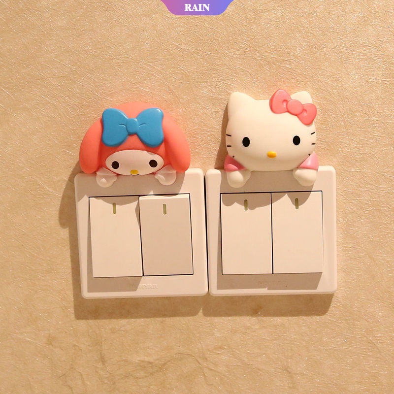 SANRIO Miếng Dán Công Tắc Silica Gel Hình Hello Kitty 3D Dễ Thương Trang Trí Nhà Cửa/Phòng Khách/Nhà Bếp
