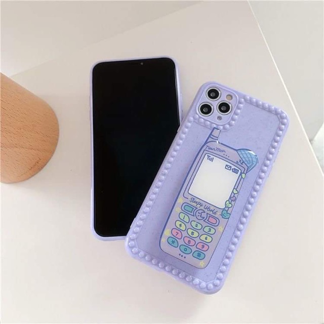 Ốp lưng Iphone Full viền Điện thoại Tím kèm Popsocket