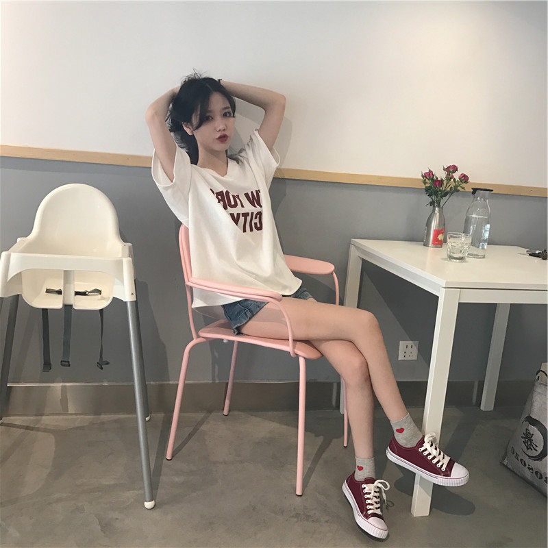 Áo Thun Form rộng Tay Ngắn Cổ Chữ V In Chữ Thời Trang Mùa Hè Mới 2022