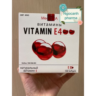 VITAMIN E 400 Đỏ kèm lô hội giúp sáng và đẹp da (Hộp 10 vỉ * 10 viên)