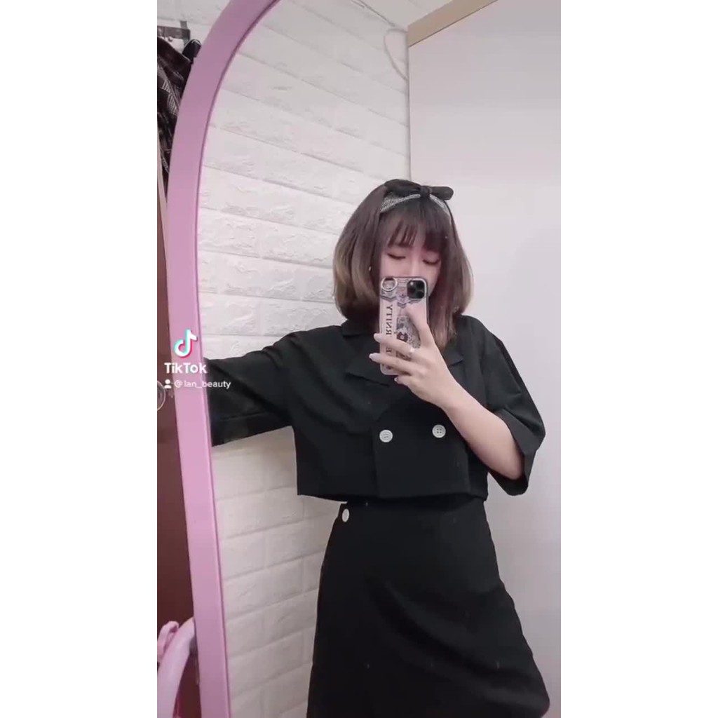( ẢNH THẬT ) - SET ĐỒ NỮ CÁ TÍNH ÁO CROPTOP KIỂU VEST CHÂN VÁY LỆCH CHỮ A DÀY DẶN FORM NHƯ HÌNH | BigBuy360 - bigbuy360.vn
