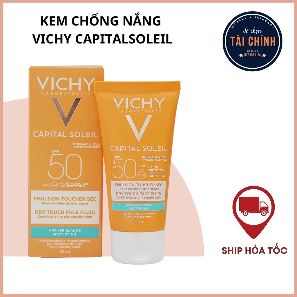 Kem chống nắng Vichy Capital Soleil Mattifying Dry Touch Face Fluid 50ml SPF 50 UVA +UVB