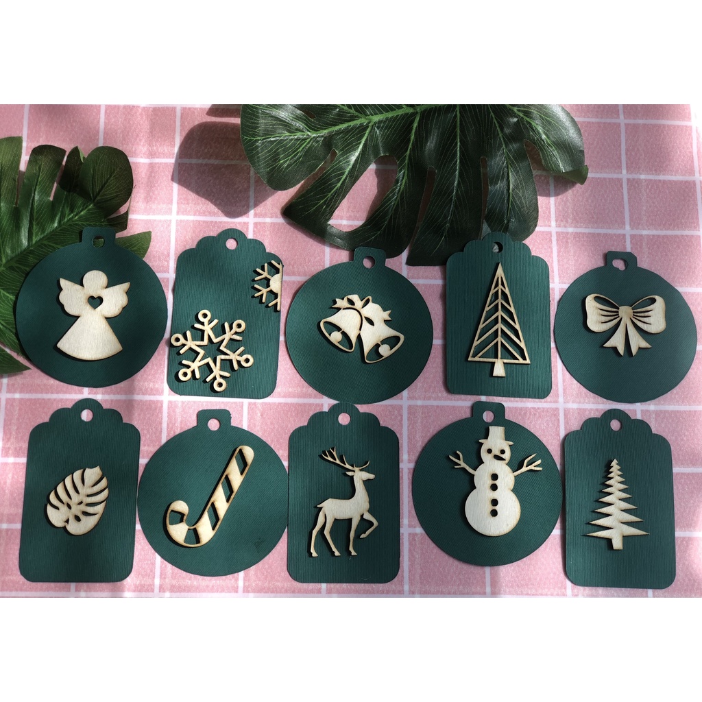 Tag gỗ mộc treo cây thông NOEL