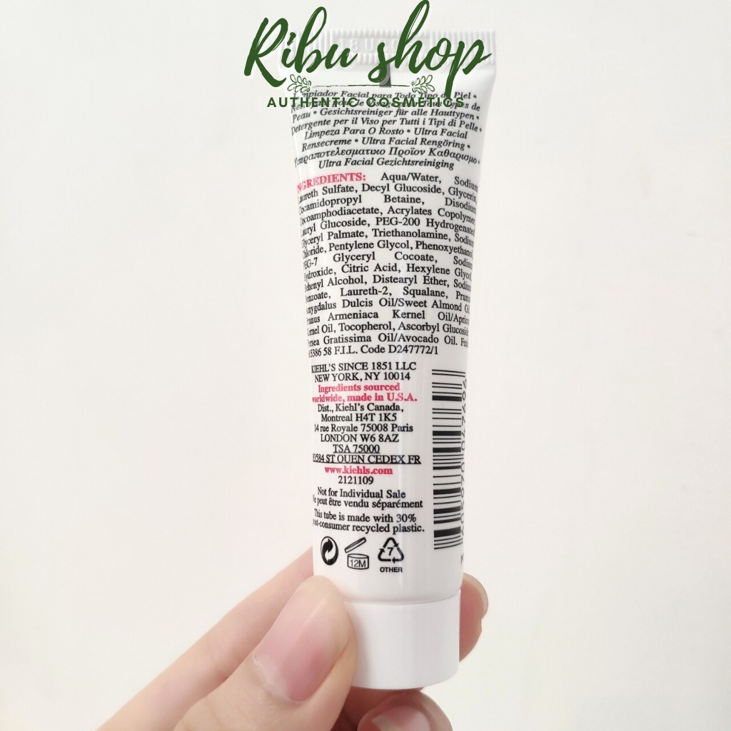 Set mỹ phẩm dưỡng da Kiehl's ultra facial minisize sữa rửa mặt 30ml, toner 40ml, kem dưỡng 7ml - Ribu shop