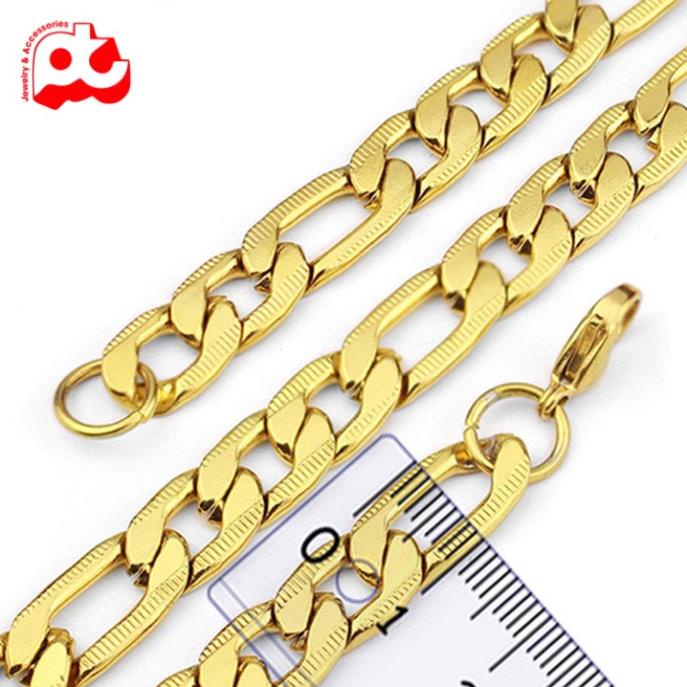 Dây chuyền titan nam cao cấp đẹp sang trọng thép không gỉ kiểu lặc PT JEWELRY kích cỡ 10mm màu mạ vàng PTDCNA61