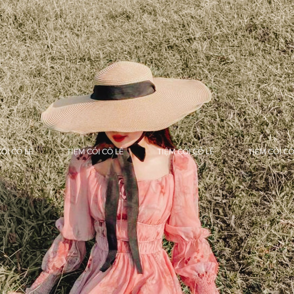Nón cói vành ngang rộng đi biển chụp ảnh sống ảo - Tiệm Cói Cô Lê