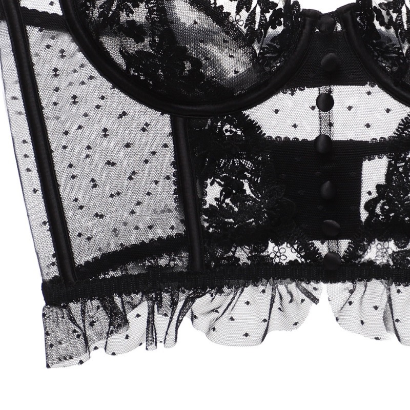 DUNEA Áo Lót Ren Siêu Mỏng Thêu Họa Tiết Xương Cá Phối Gọng Thép Cho Nữ