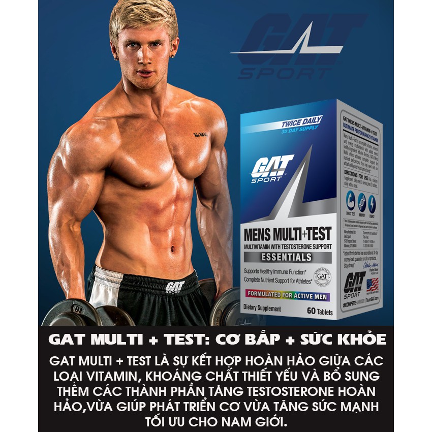 GAT Sport Men's Multi +Test bổ sung multivitamin và tăng testosterone | Thế Giới Skin Care