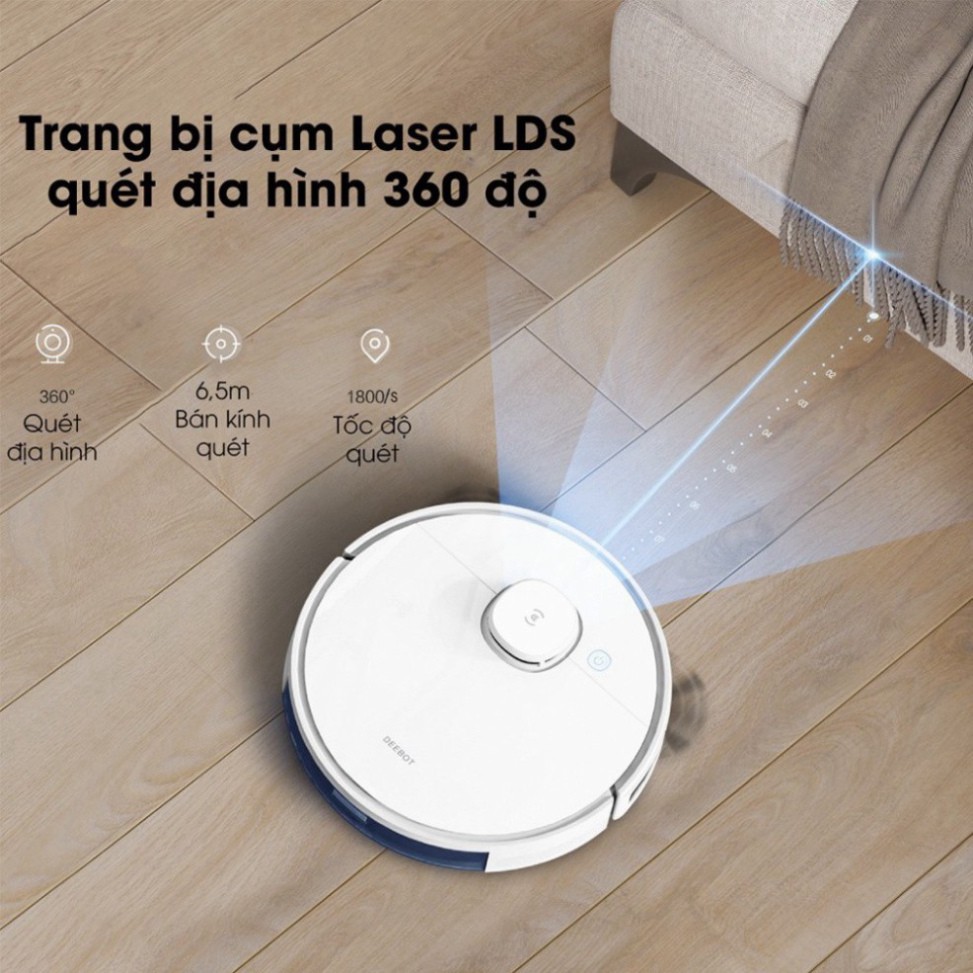 Robot Hút Bụi Thông Minh ECOVACS DEEBOT N8 - Khử Khuẩn An Toàn - Hàng Chính Hãng, Nguyên Seal [ App sử dụng tiếng việt ]