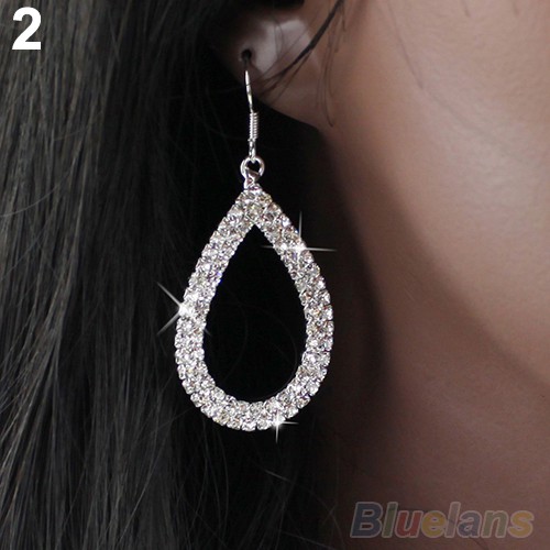 Bông Tai Hình Giọt Nước Đính Đá Thoải Mái Thời Trang Dự Tiệc