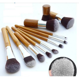 Set cọ 11 cây cán gỗ trang điểm cá nhân lông mềm