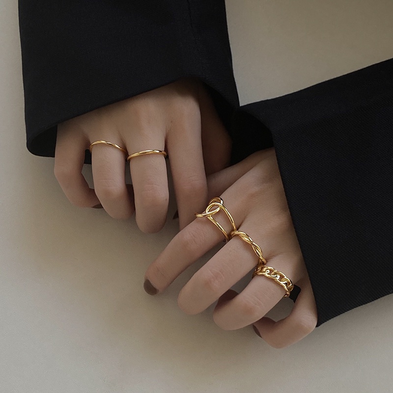 Bộ Nhẫn Mạ Vàng Phong Cách Vintage Thời Trang