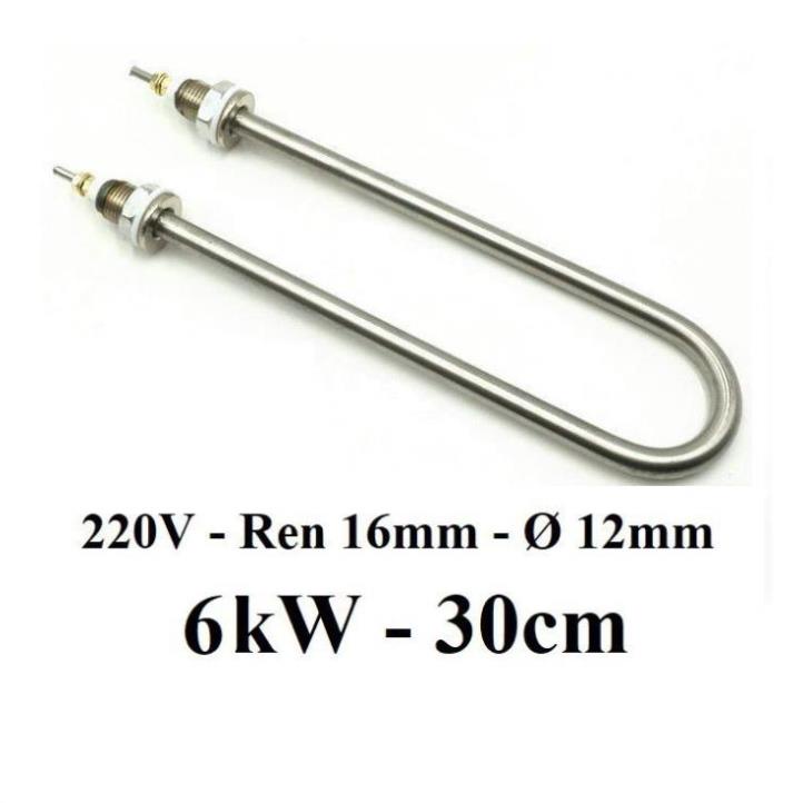 6kW - 30CM 220V - U ĐƠN ĐIỆN TRỞ ĐUN NƯỚC, NẤU CHÁO,THANH NHIỆT NỒI PHỞ, maiso , ruột gà