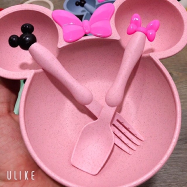 Khay ăn dặm lúa mạch cho bé (kèm thìa dĩa)