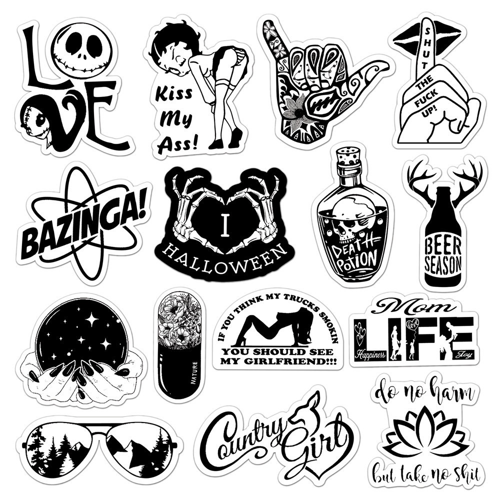 [50 Hình] Hình dán sticker phong cách đen trắng - DB.125