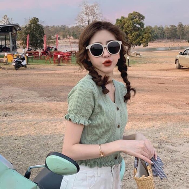 Áo Croptop Len Mogini Hàn Quốc Dễ Thương