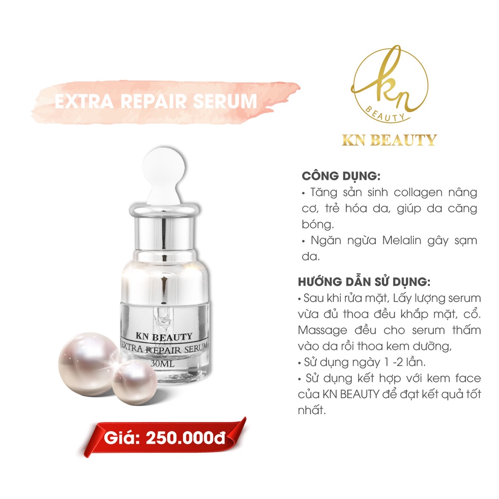 Bộ 4 sản phẩm Trắng Da Ngừa Mụn KN Beauty Kem dưỡng+Serum+Tẩy tế bào chết+ sữa rửa mặt tặng 1 son