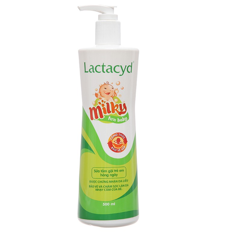 Sữa tắm gội em bé Lactacyd Milky 500ml