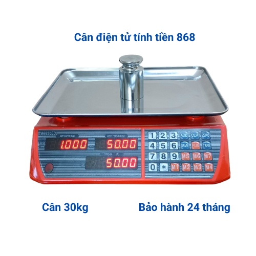 cân tính tiền điện tử (868) mặt cân được làm bằng inox dày sáng bóng ( bảo hành 2 năm )