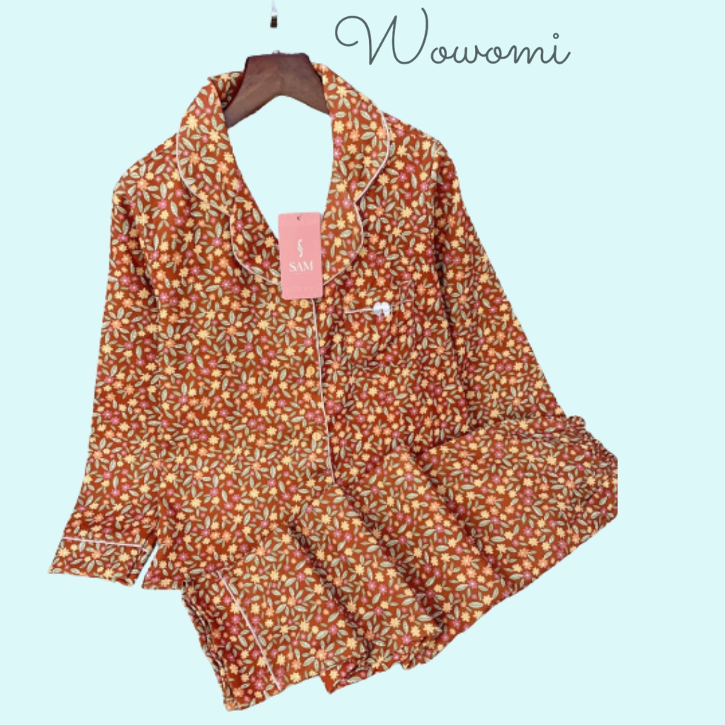 Bộ mặc nhà thu đông dài tay vải nhung mềm, đồ ngủ họa tiết hoa nhí nhiều màu, pijama WOWOMI | BigBuy360 - bigbuy360.vn
