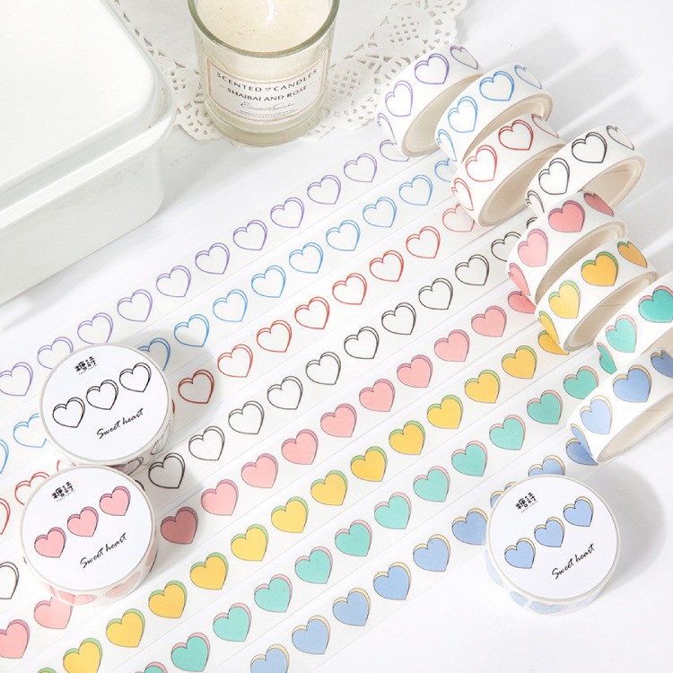 Washi Tape  SWEET HEART Băng Dính Washi Tape Sticker Cute Sticker Dán Sổ Trang Trí Sổ Planner Bullet Journal Hàn Quốc