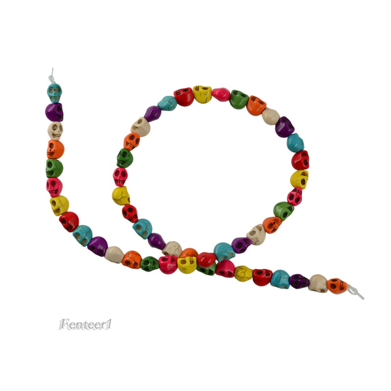 Set 1 / 52 Hạt Xỏ Lỗ Hình Đầu Lâu Nhiều Màu Sắc Dùng Để Làm Trang Sức Thủ Công