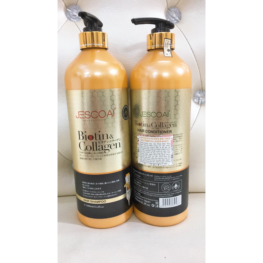 (Chính hãng) Dầu gội xả biotin collagen vàng hương thơm ngọt phục hồi tóc 800ml/1chai