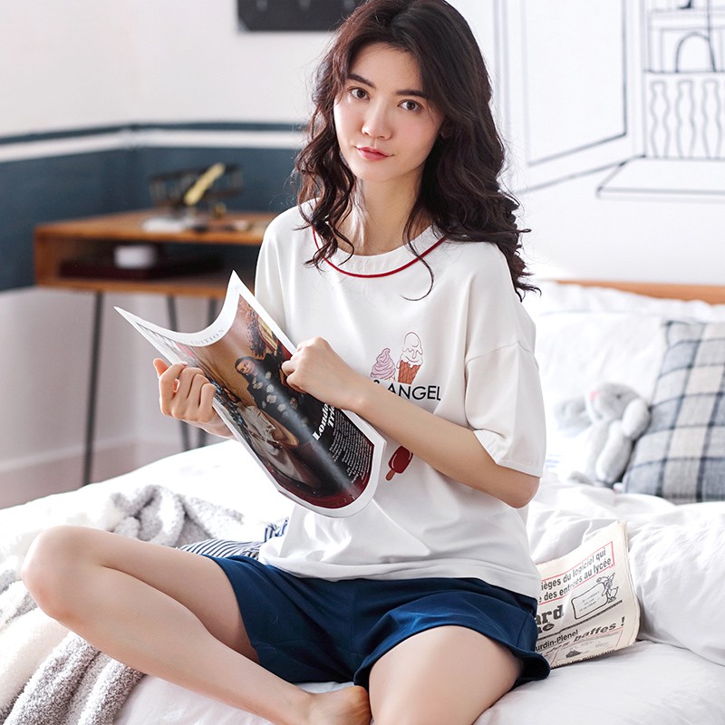 Bộ đùi nữ-Bộ mặc nhà chất tông xanh dịu, vải COTTON 100% thông thoáng & mát mẻ ngày hè:Full size | BigBuy360 - bigbuy360.vn