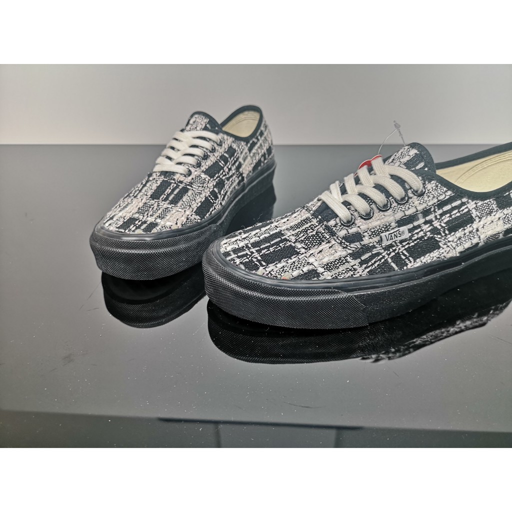 Vans VAULT OG Authentic LX barneys "Tweed" loạt độ phân giải cao 4 lỗ đế thấp bằng vải ren retro-up thường uy tín