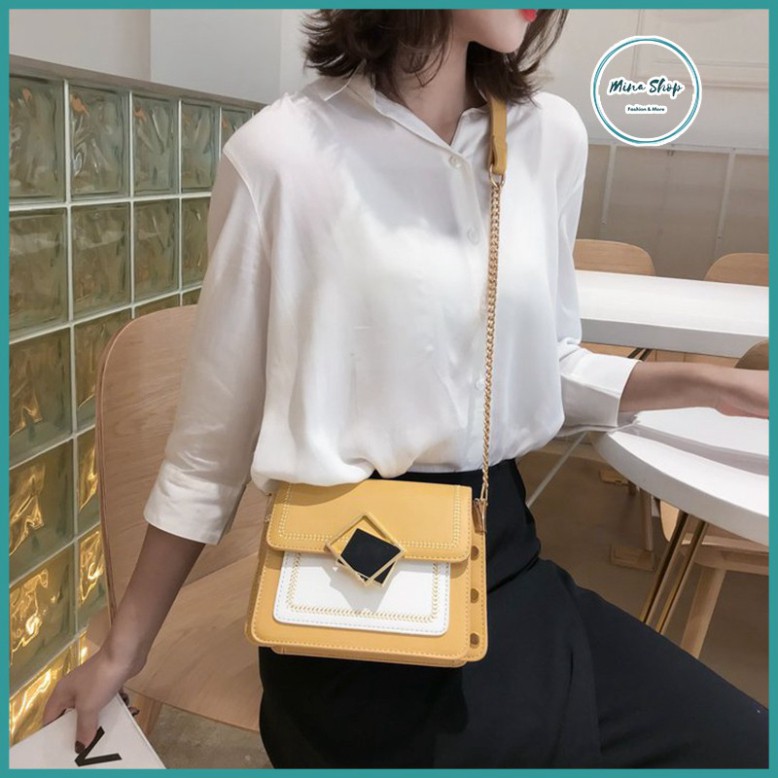 Túi đeo chéo nữ khóa vuông, túi xách nhiều ngăn tiện lợi, kiểu dáng thời trang, dễ phối đồ | BigBuy360 - bigbuy360.vn