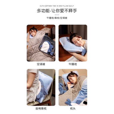 Bộ chăn Cá mập con - Baby shark siêu yêu cho bé, dân văn phòng - BLA009