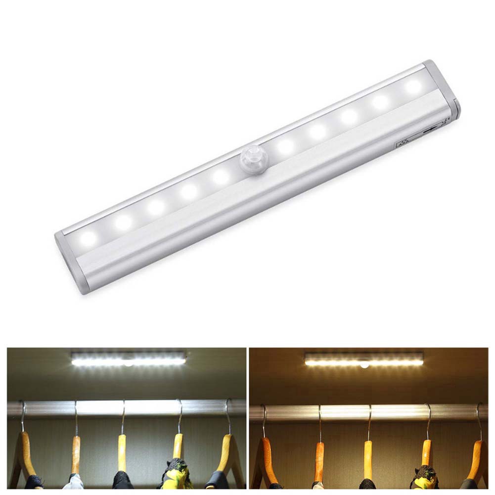 10 LED Night Light PIR Motion Detector Lamp For Home Cabinet Bed