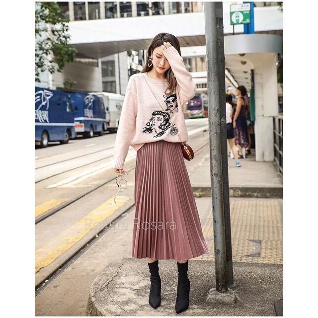 Chân váy xếp ly dáng dài hàng QC cao cấp 4 màu cực đẹp | BigBuy360 - bigbuy360.vn