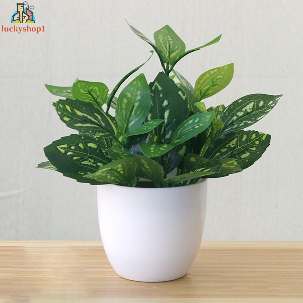 1PCS Fresh Fresh Artificial Foliage Desktop Plant Potted Mall＋Pot Decoration