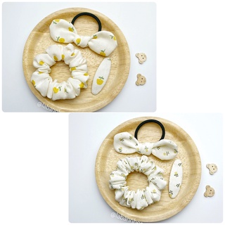 Set dây cột tóc scrunchies, dây cột tóc nơ, kẹp tóc vải, handmade by LÀ BẠN NHÉ