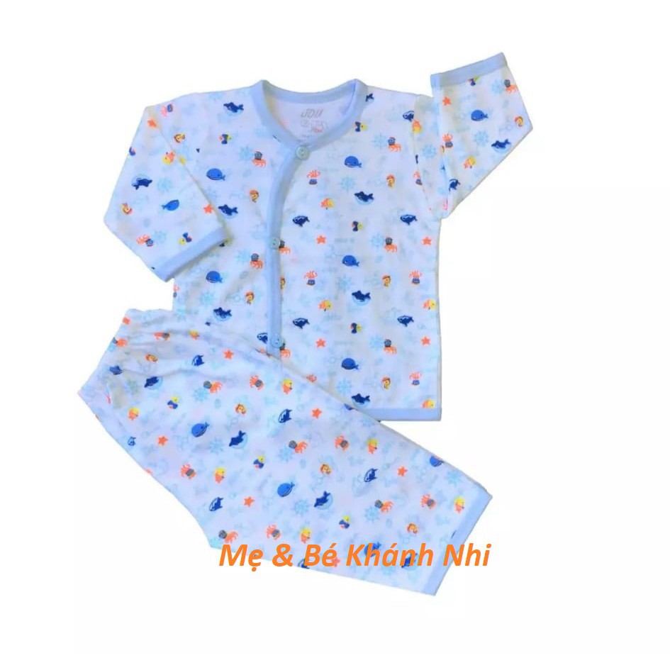 Bộ Quần Áo Sơ Sinh Tay Dài In Họa Tiết JOU 100% Cotton Cao Cấp - Đồ Bộ Cho Bé Sơ Sinh