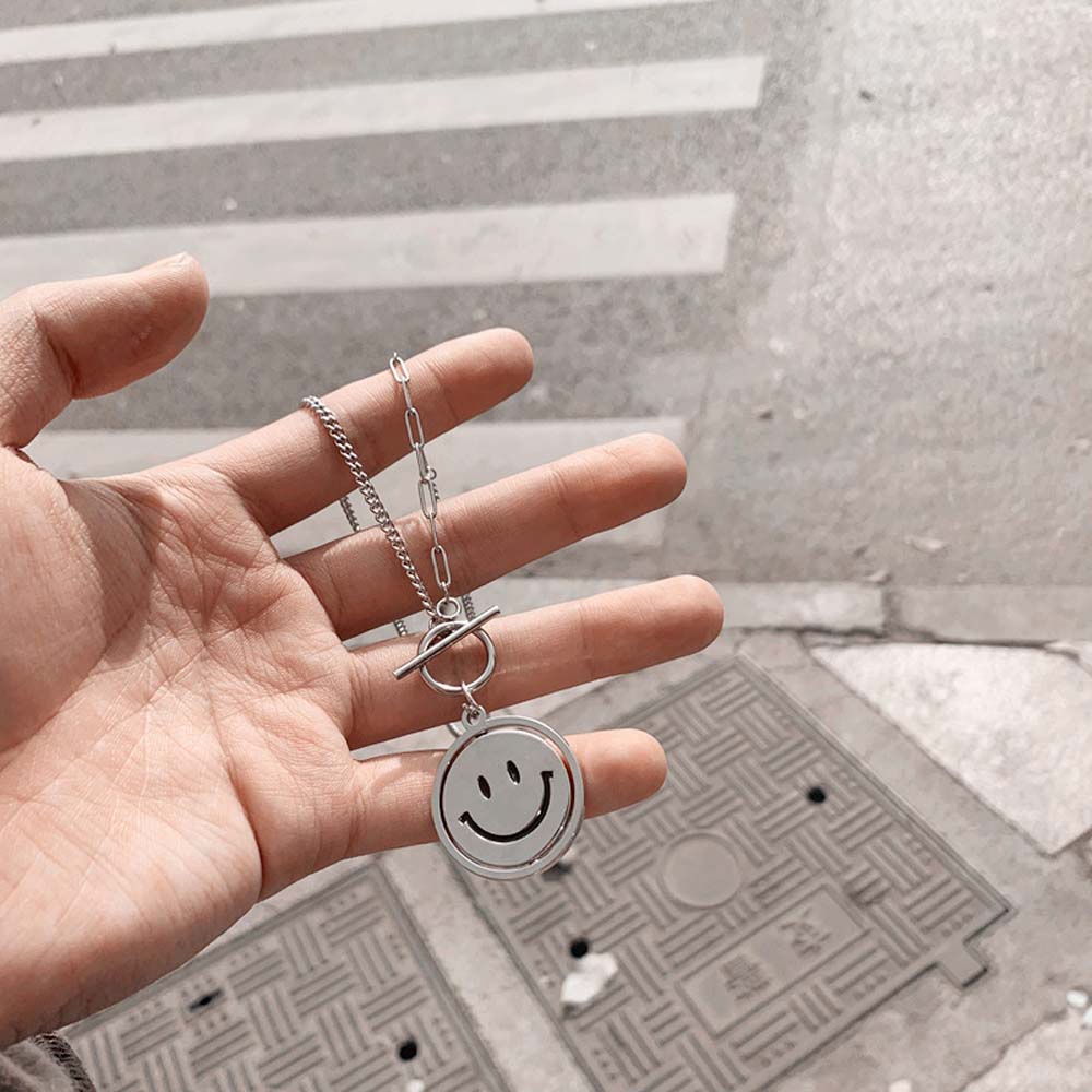 Vòng Cổ Choker Mặt Hình Mặt Cười Phong Cách Hip Hop Thời Trang Cho Nam Và Nữ